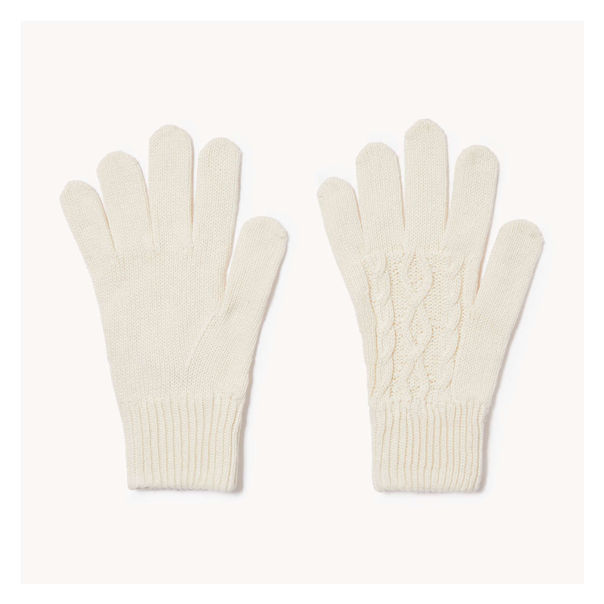 Cable Knit Gloves in Off White from Joe Fresh